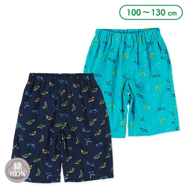 海の生き物総柄ハーフパンツ