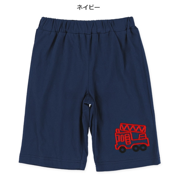 はたらくくるまステッチ刺繍ハーフパンツ