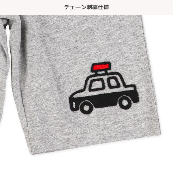 はたらくくるまステッチ刺繍ハーフパンツ