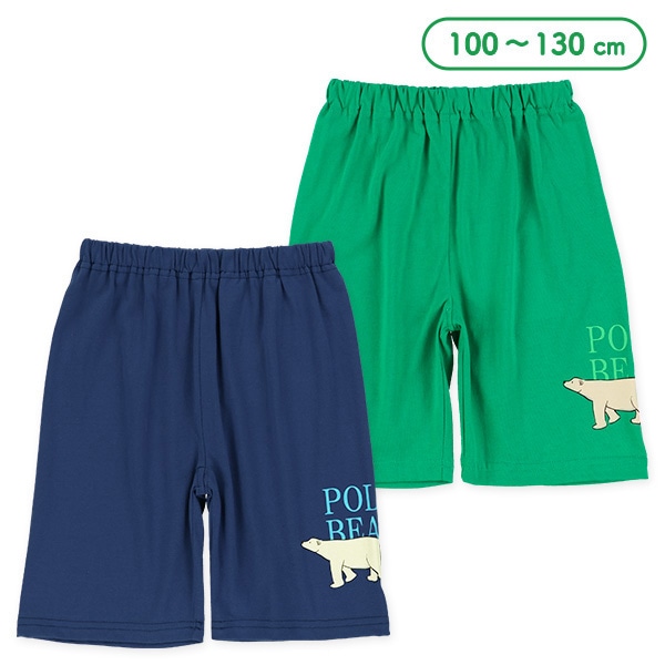 天竺白くま柄ハーフパンツ