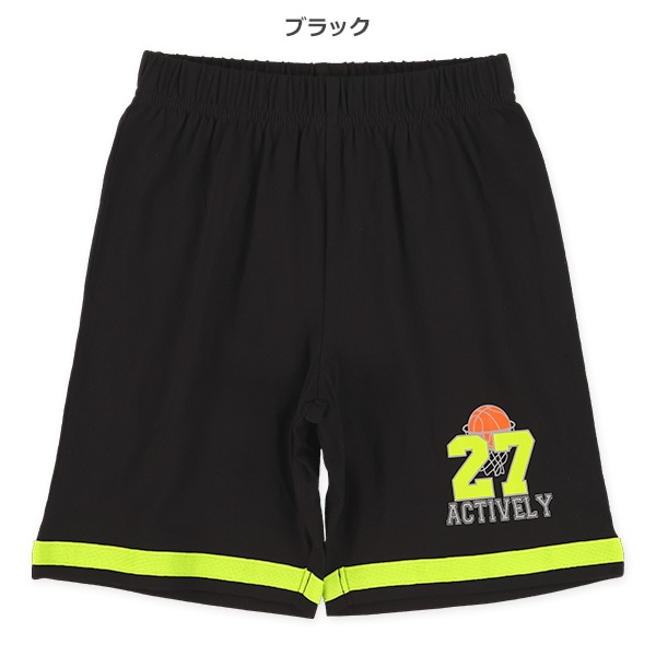 裾ラインナンバープリントハーフパンツ
