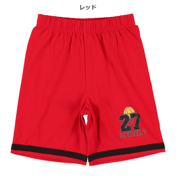 裾ラインナンバープリントハーフパンツ