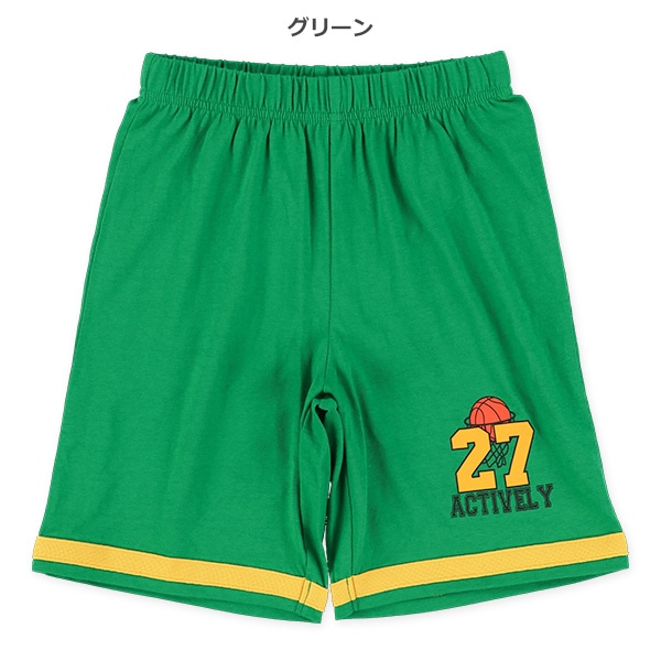 裾ラインナンバープリントハーフパンツ