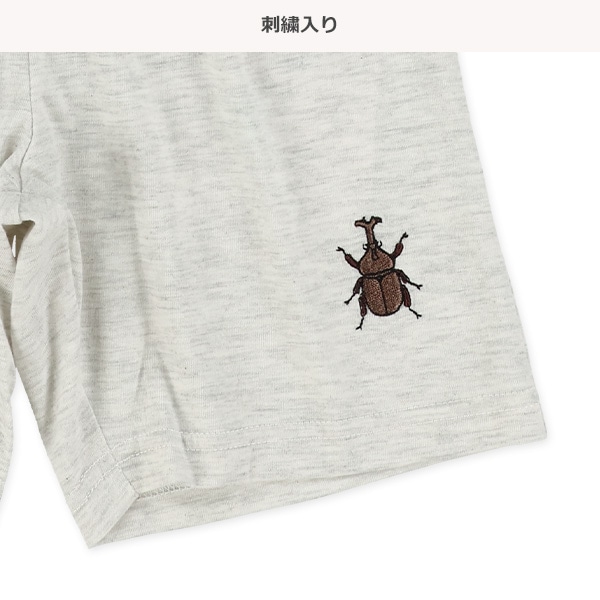 4分丈夏刺繍ハーフパンツ