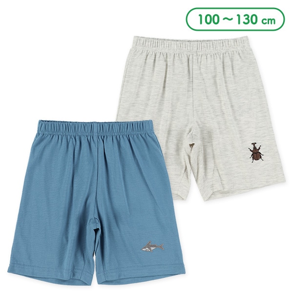 4分丈夏刺繍ハーフパンツ