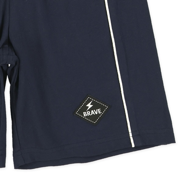 パイピング裾ワッペンハーフパンツ