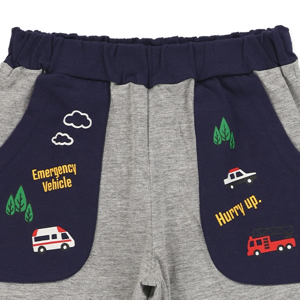 配色はたらくくるま貼りポケットハーフパンツ