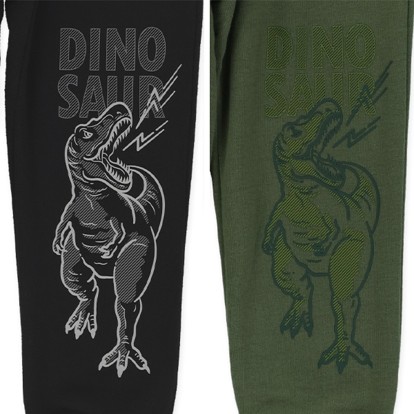 裏起毛サイド恐竜プリントパンツ