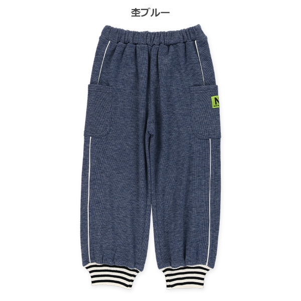 裏起毛リブ裾ラインカーゴパンツ