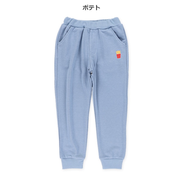 裏毛刺繍ワンポイント裾リブパンツ