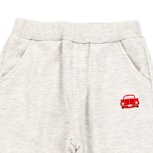 裏毛刺繍ワンポイント裾リブパンツ