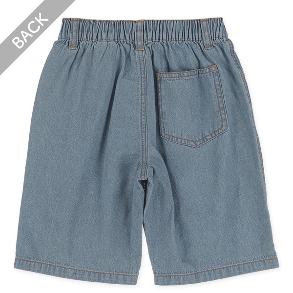 デニム裾ワッペンハーフパンツ