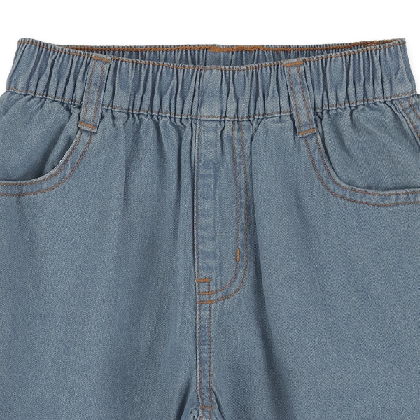 デニム裾ワッペンハーフパンツ