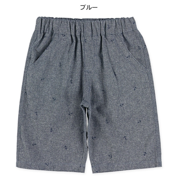 シャンブレーマリン柄ハーフパンツ