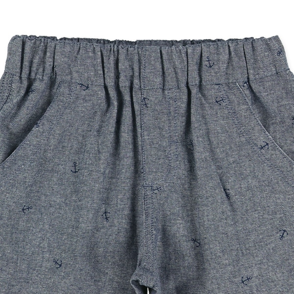 シャンブレーマリン柄ハーフパンツ
