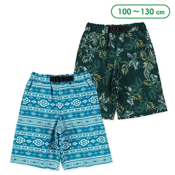 ブリスターボタニカル柄・幾何学柄ハーフパンツ