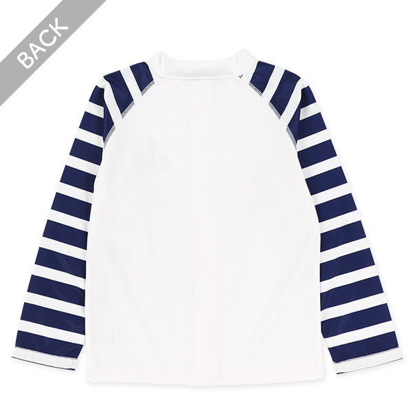 袖ボーダーマリンワンポイントラッシュガード