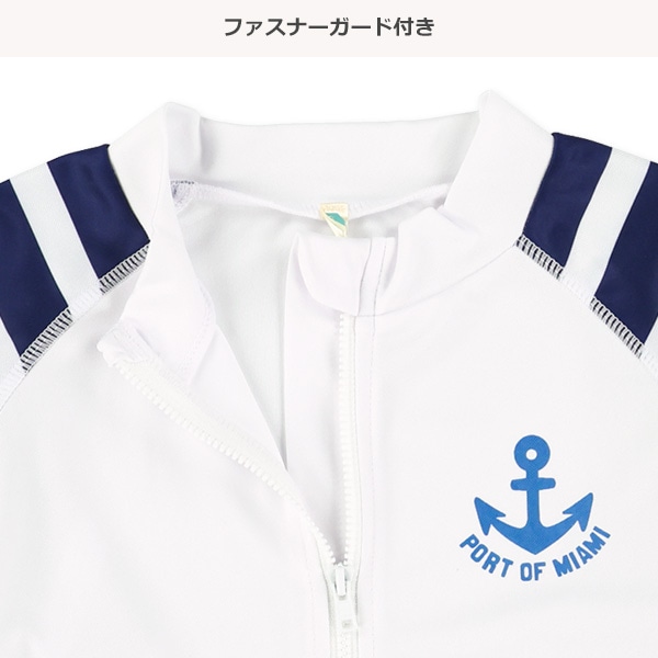袖ボーダーマリンワンポイントラッシュガード