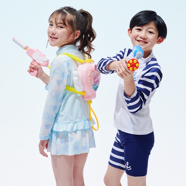 袖ボーダーマリンワンポイントラッシュガード