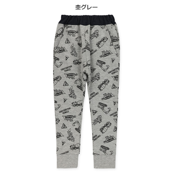 ミニ裏毛はたらくくるま総柄異素材パンツ