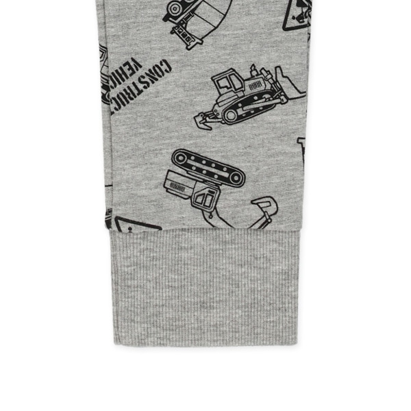 ミニ裏毛はたらくくるま総柄異素材パンツ