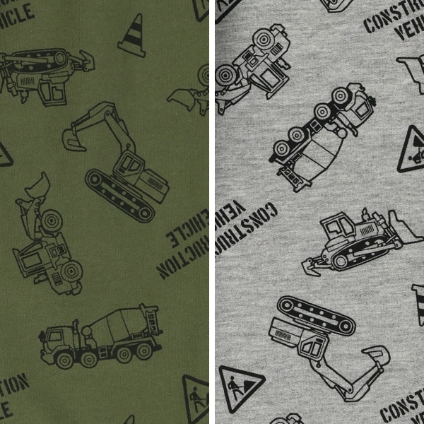 ミニ裏毛はたらくくるま総柄異素材パンツ