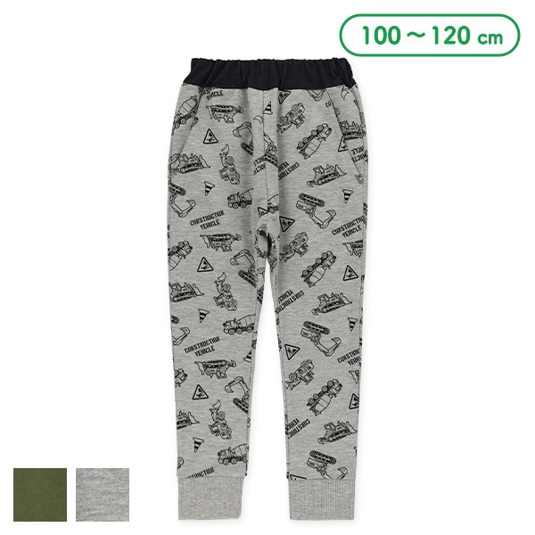 ミニ裏毛はたらくくるま総柄異素材パンツ