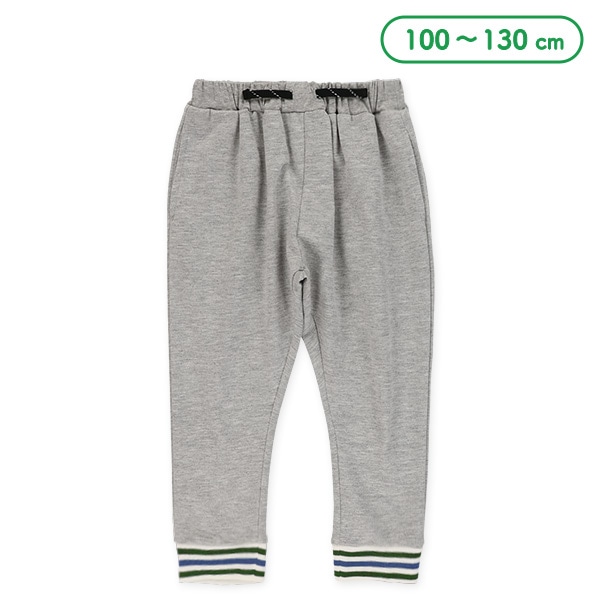 裏毛裾ボーダークロップドサルエルパンツ