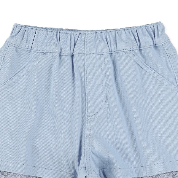 ニットツイル裾レースショートパンツ