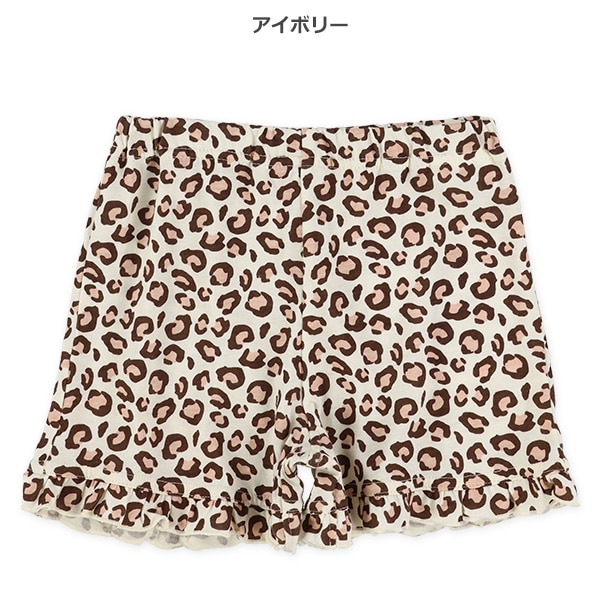 １分丈ニットレオパード柄ショートパンツ