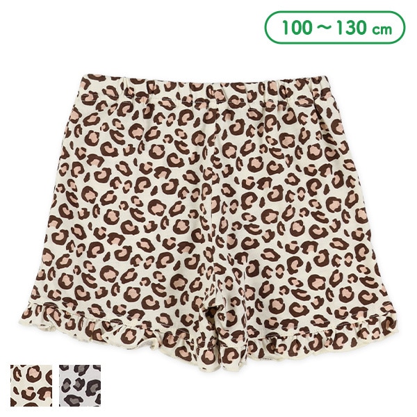１分丈ニットレオパード柄ショートパンツ