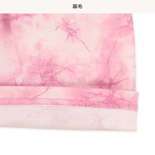 ミニ裏毛飾りヒモ付きタイダイ風ショートパンツ