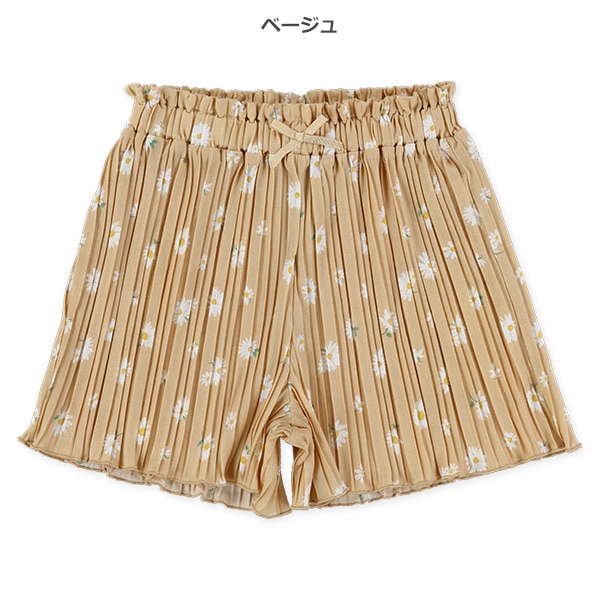 花プリントプリーツキュロットパンツ