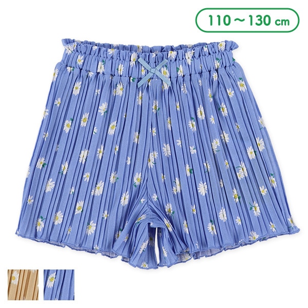 花プリントプリーツキュロットパンツ