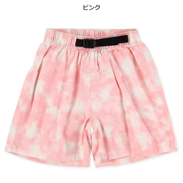 飾りベルト付きタイダイ風キュロットパンツ