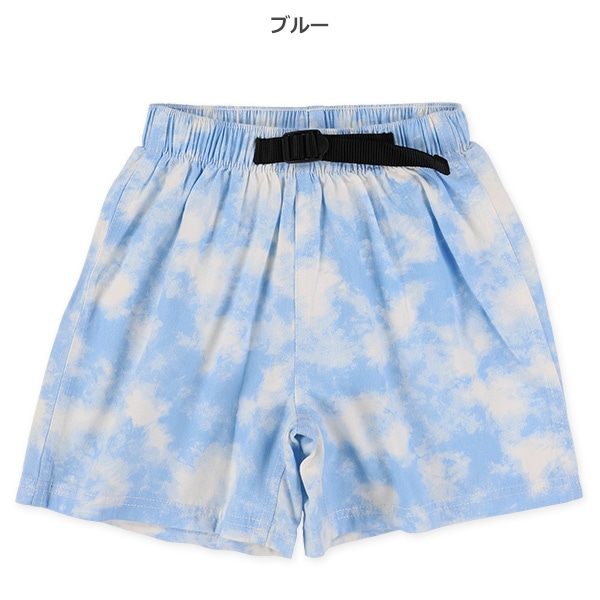 飾りベルト付きタイダイ風キュロットパンツ