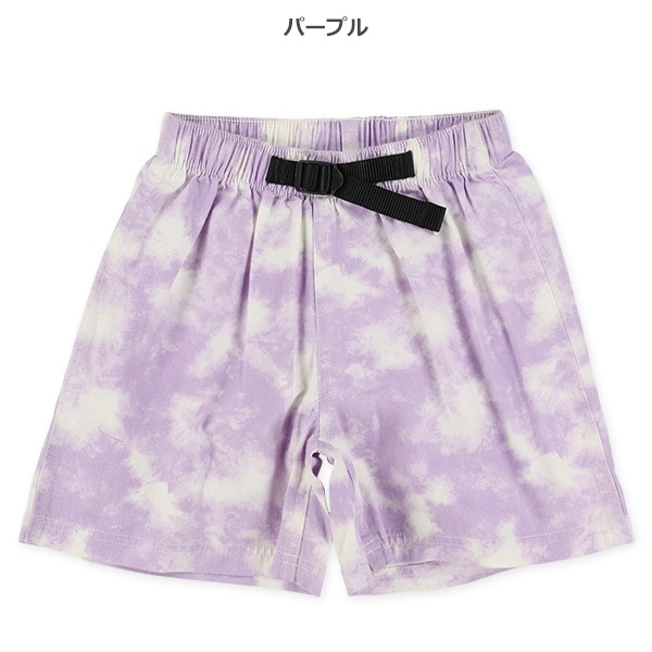 飾りベルト付きタイダイ風キュロットパンツ