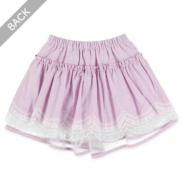 ストライプレースフリルキュロットパンツ