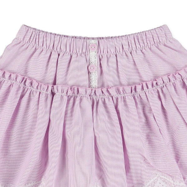 ストライプレースフリルキュロットパンツ