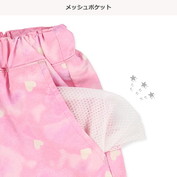 総柄ナイロンキュロットパンツ（ドット・ハート・チェック）