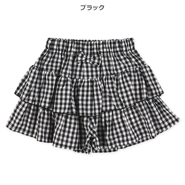 チェックテイアードキュロットパンツ
