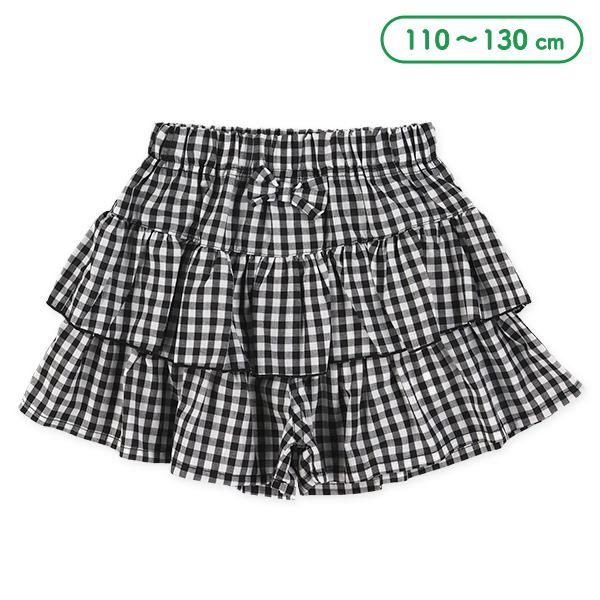 チェックテイアードキュロットパンツ