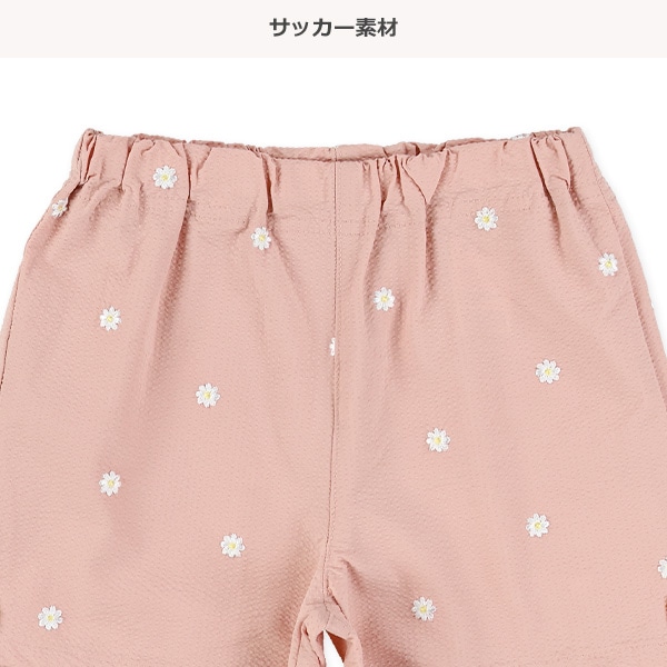 サッカー花刺繍ショートパンツ
