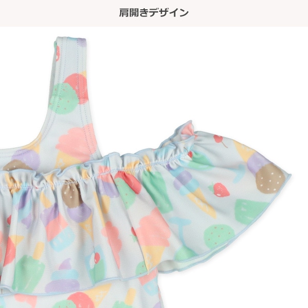 アイス柄肩開きワンピース水着