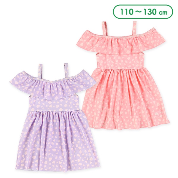 アニマル総柄肩あきワンピース水着