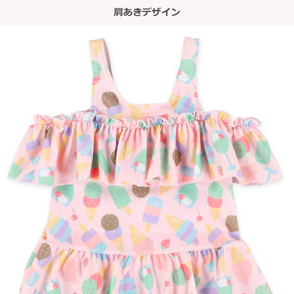 アイス柄肩あきワンピース水着