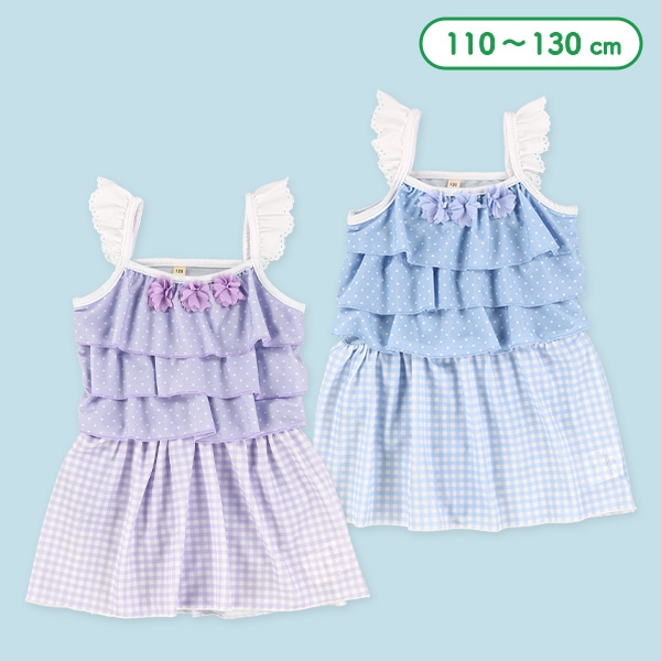 ドットギンガムワンピース水着