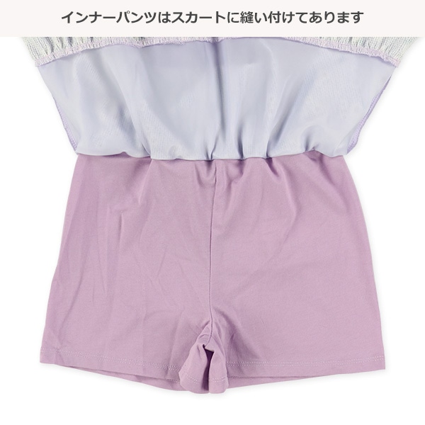 ニット楊柳花柄スカパン