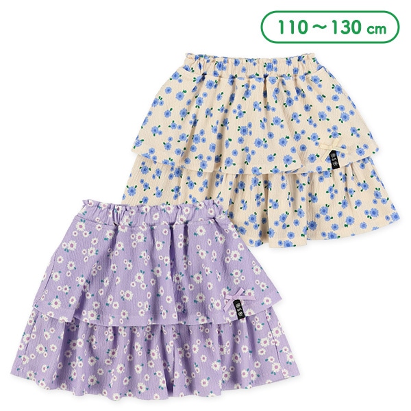 ニット楊柳花柄スカパン