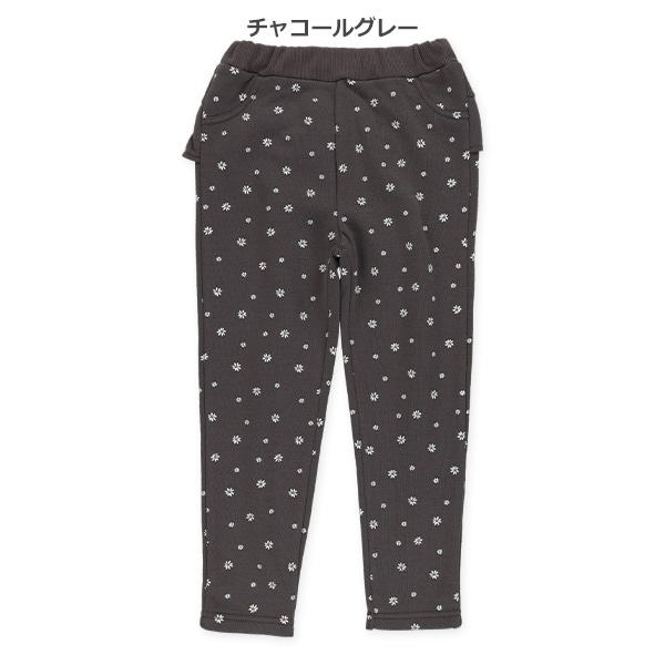 裏起毛後ろフリル総柄パンツ